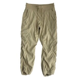 The North Face Hiking Jogger Pants Women Sz S Beige Ruched Capri Nylon